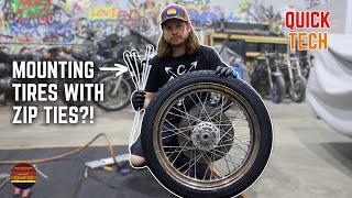 Mounting A Motorcycle Tire With Zip Ties! No More Pinched Tubes!