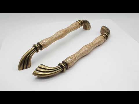 Ручка меблева з кірамікой 192mm PORSELEN TALAS Бронза-Мармур, видео 1