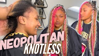 She Got Her Hairline Ripped Out So We Did This |Viral Tik Tok Neapolitan Knotless Trend| Dopeaxxpana