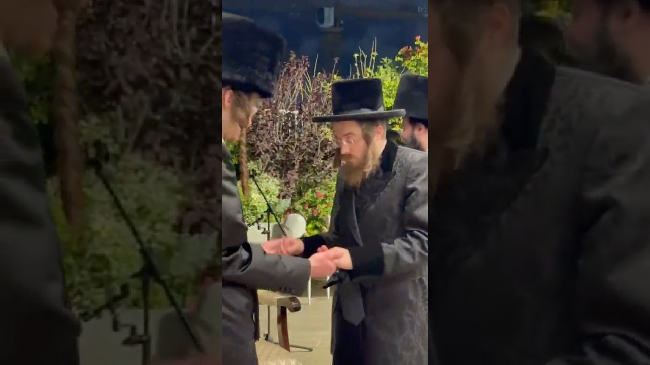 האדמו״ר מסאדיגורה בריקוד בשמחת השבע ברכות לבן אחד מהחסידים