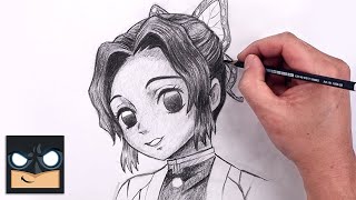 how to draw shinobu demon slayer sketch art lesson step by step