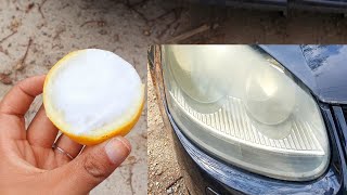 Truco para limpiar los faros del coche con limón../حيلة لتنظيف المصابيح الأمامية للسيارة بالليمون.🚗🚨
