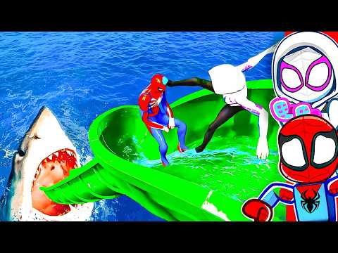 SPIDERMAN and GWEN WATERSLIDE RAGDOLL FAILS... (GTA 5)