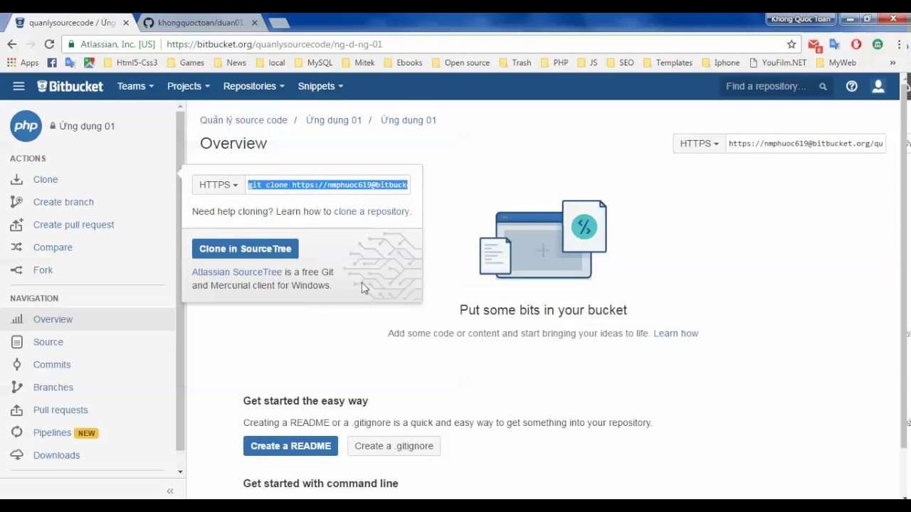 Bitbucket và SourceTree: Clone, Commit, Push, pull