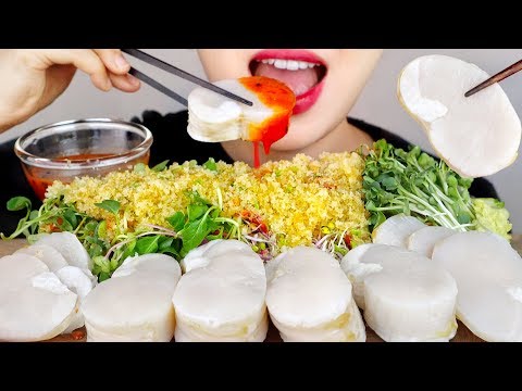 ASMR Mukbangㅣ관자회 <strong>Jumbo</strong> Scallops *RAW SASHIMI* Tobiko eggs 노토킹 이팅사운드 먹방 Korean Seafood Hweh