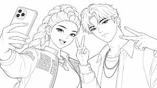 Details 💜Rumi & Jinu 💜Art Tutorial Coloring Process in Anime Style| coloring rumi from kpop demon hunters Guide