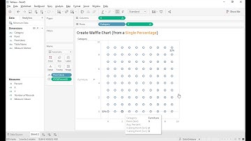 Creating Waffle Chart in Tableau (from a single %)