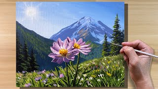 Acrylic Painting Flower Landscape / Time-lapse