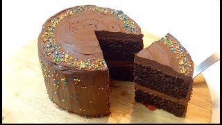 Simple & Easy Chocolate Birthday Cake With Rich Chocolate Ganache - Without Oven & With Oven