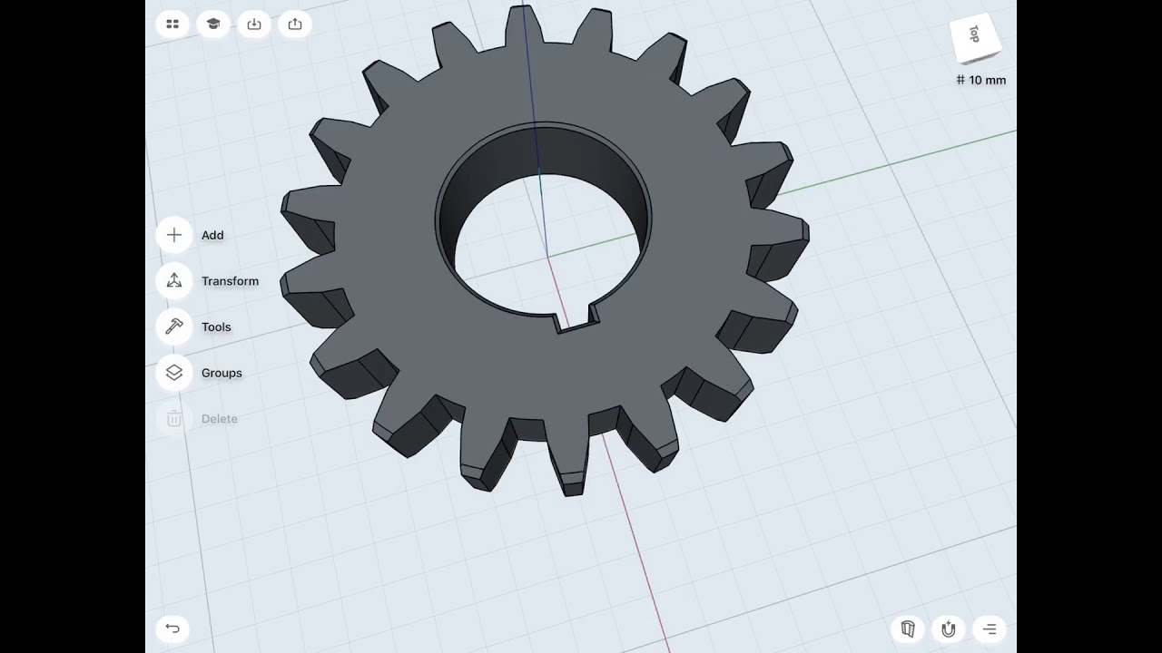 เขียนแบบเฟืองง่ายๆ iPad 2018. Shapr3D