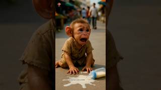 Poor Monkey's Tree Chopped! Thief Steals Fruit in Shocking Heist#shorts#monkey