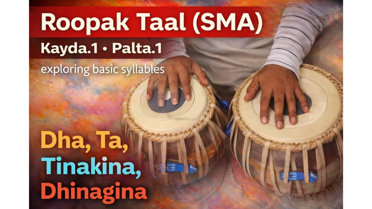 Roopak Taal (SMA) Kayda.1 - Palta.1 exploring basic syllables Dha, Ta, Tinakina, Dhinagina. 
