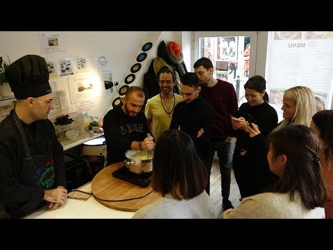 Vegan Mozzarella Cheese Recipe by Italian Chef Mauro at "Vegan Yes" Restaurant, Brick Lane, London..