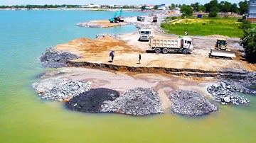 WOW!! The Biggest Landslide Down in Deep Area, 18ton Dump Trucks & Dozer Trying To Repair Back