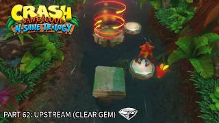 Crash Bandicoot 1 (N. Sane trilogy). 100% Walkthrough Part 62 - Upstream (Clear gem)