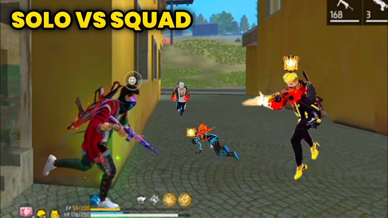 SOLO VS SQUAD FREE FIRE GAMEPLAY || GARENA FREE FIRE BR RANKD - YouTube