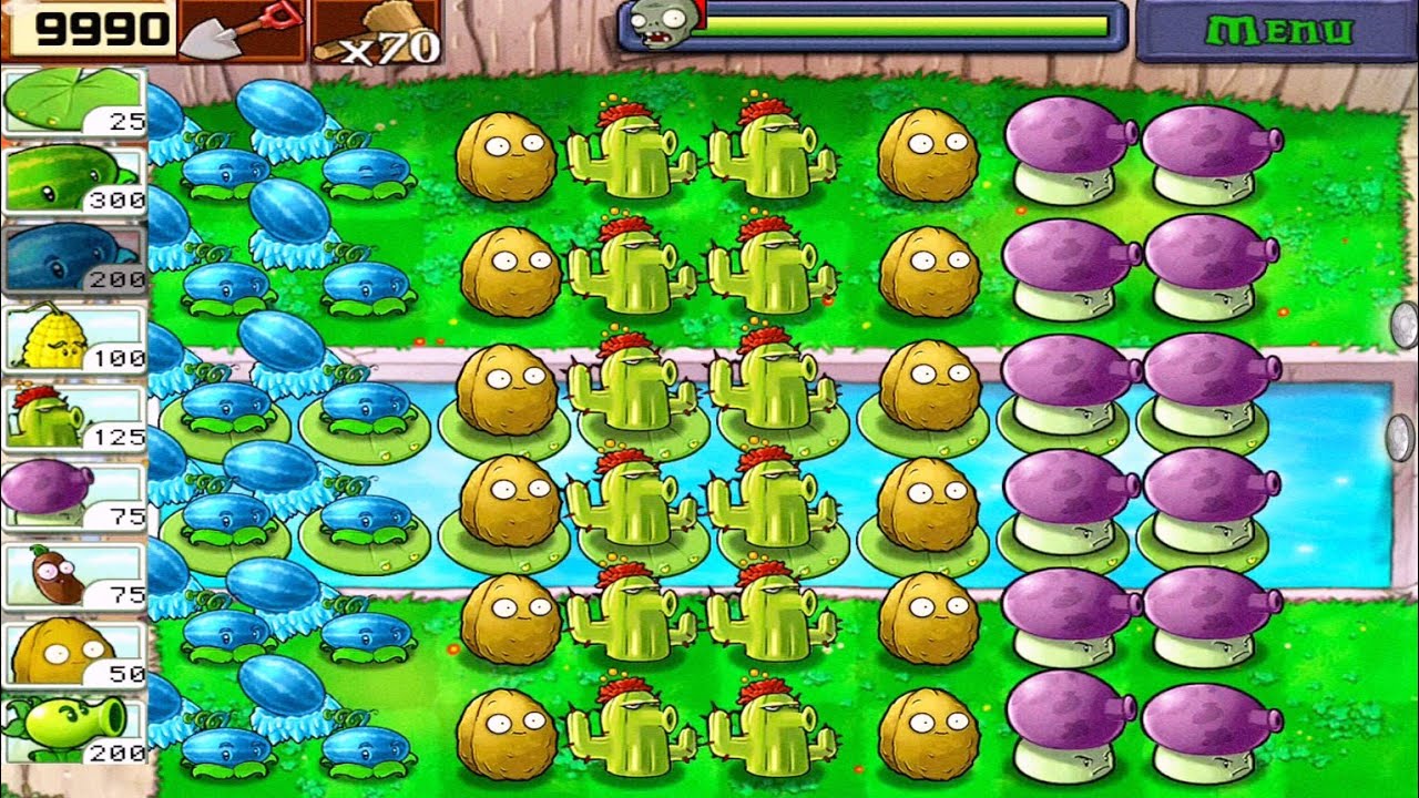 Plants vs Zombies • Winter Melon, Cactus, Fume shroom vs Zombies • Full Walkthrough HD [ 1080p ]
