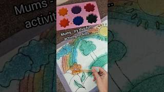 Painting on a changing mat = new favorite activity!🌈#momblogger #momhacks #toddleractivities #viral