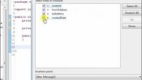 Generate constructor from fields in Eclipse