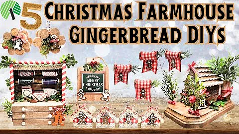 5 *Must See* Dollar Tree Christmas Farmhouse Gingerbread DIYs * Step by Step Super Easy Crafts Decor