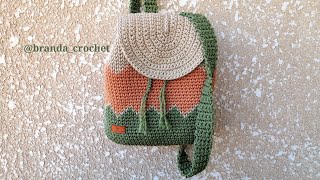 كروشيه شنطة باك بخيط المكرمية المصري (جزء 2) - Crochet backpack tutorial part 2