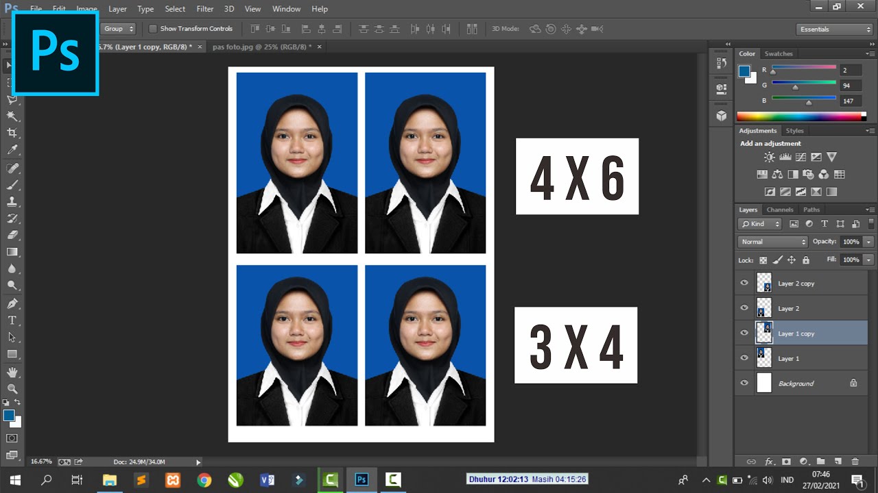 Cara edit foto 3x4 di photoshop