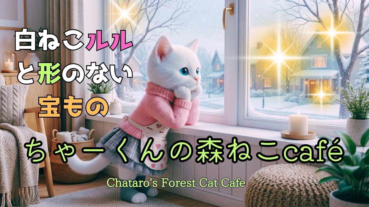 【猫の物語】ちゃーくんの森ねこcafe｜白ねこルルの形のない宝もの｜出会いと別れの春、不安と成長の物語｜新しい一歩の前に