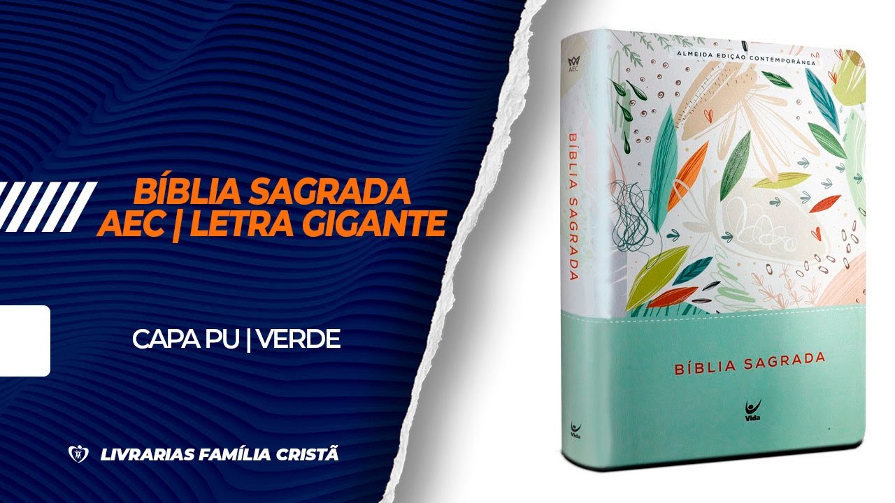 Bíblia AEC letra gigante – verde estampada - Livraria Evangélica