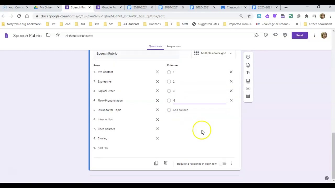 Google Forms Creating a Rubric - YouTube