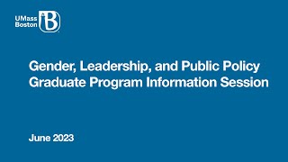 Gender, Leadership, and Public Policy (GLPP) Graduate Certificate Program Info Session