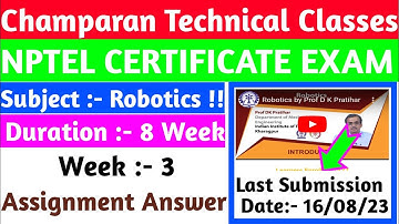 Week 3 !! Assignment solution !! Robtics !! With 100% Correct Answer !!