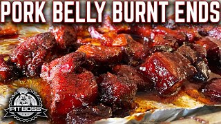 WHY IS IT CALLED MEAT CANDY?! PORK BELLY BURNT ENDS ON PELLET SMOKER - PIT BOSS VERTICAL SMOKER COOK