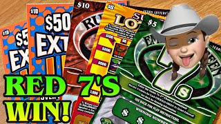 RUBY RED 7’s WIN! PLAYING TEXAS LOTTERY SCRATCH OFFS!