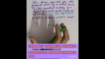CSIR NET | CHEMICAL SCIENCE | STATISTICAL THERMODYNAMICS | RESIDUAL ENTROP #csirnet #residualentropy
