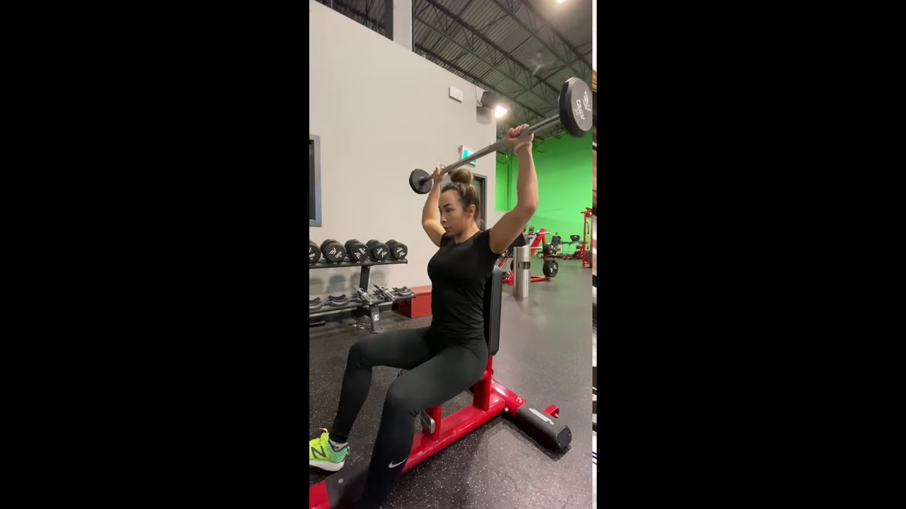 Overhead Press Seated Behind Neck BB Medium Grip YouTube
