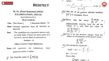 MSC 1ST SEM MATHEMATICS REAL ANALYSIS BT 2024 | CSJMU