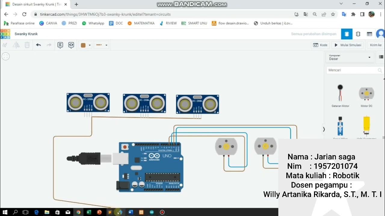 Robot dengan sensor HC-SR04 Arduino (Tinkercard) - YouTube