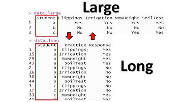 How to transform data from long to large format and vice versa in R or RStudio