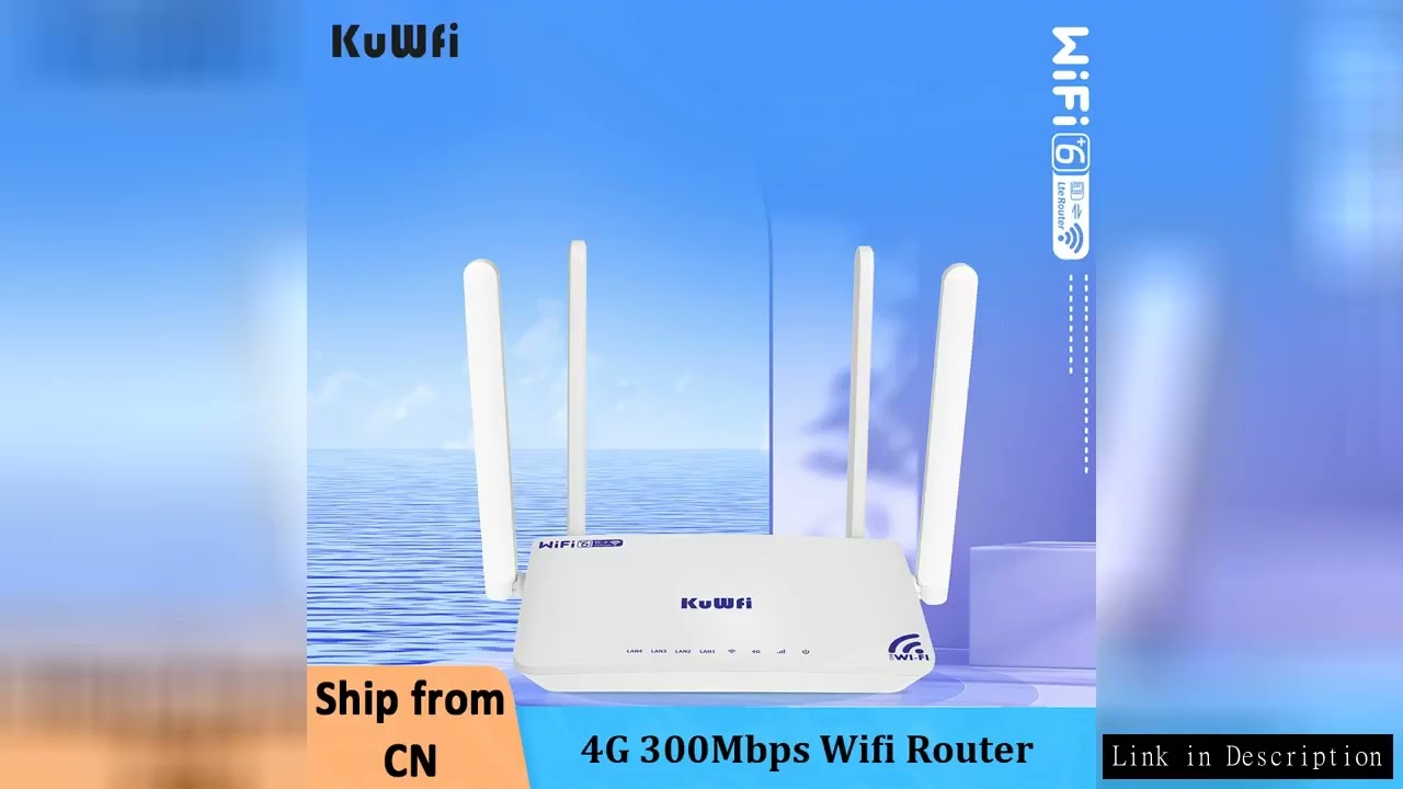 KuWFi 4G LTE WiFi Router 300Mbps High-Speed 2.4G with SIM Card Slot 4* External Antenna Router for H
