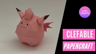 How to make a 3D Clefable Papercraft. Easy DIY paper models | Craft Along with Crafter Wong