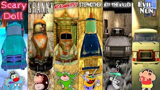 All Car Escape - Scary Doll, Granny, Headhorse, Stepmother, Jeff The Killer, Evil Nun Oggy & Jack