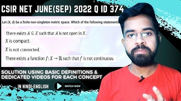 Csir-Net June(Sep) 2022 Solution I Part-C I Metric space I Analysis I Q.Id.374 I Hin-Eng I Concept