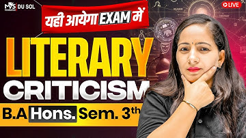 Literary Criticism | B.A Hons. Semester 3rd | English Important Questions With Answer | 100% PASS