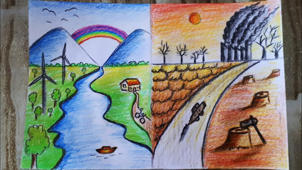 SAVE ENVIRONMENT SAVE NATURE DRAWING / POLLUTION DRAWING / ÇEVRE ...
