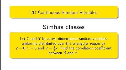 #correlationcoefficient, || Correlation coefficient between 2 D Random variables X and Y problem 4