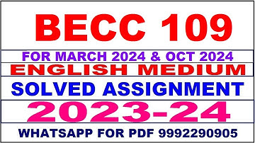 becc 109 solved assignment 2023-24 | becc 109 solved assignment in english 2024 | becc 109 2024