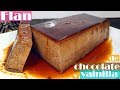 FLAN de CHOCOLATE y VAINILLA.😍🍫😋 POSTRE FÁCIL CREMOSO Y DELICIOSO. Receta # 421