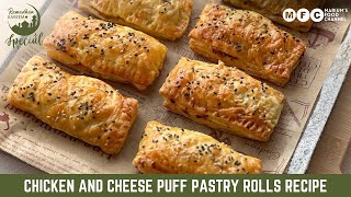 Delicious Chicken and Cheese Puff Pastry Rolls Recipe | Easy & Tasty Homemade Chicken creamy Patties