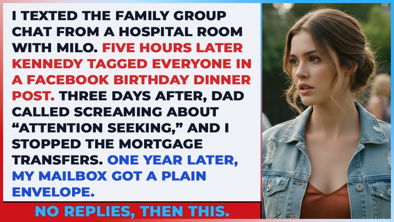 After my hospital group text and Kennedy’s birthday dinner post, a year later came a plain envelope