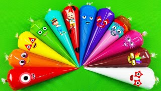 Finding Rainbow Numberblocks, Alphablocks, Cocomelon SLIME with Piping Bags! Satisfying ASMR Videos